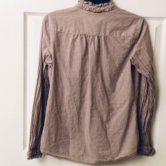 Striped Button-Down Shirt by Moda International Size M - Picture 2 of 13